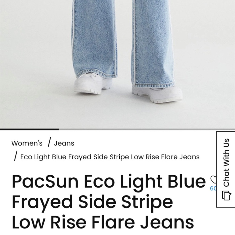 Low rise Pacsun light wash jeans with flare cut-off bottoms.